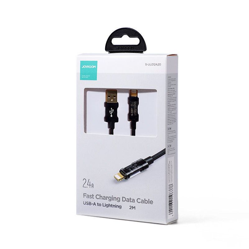 Joyroom cabo USB - Lightning para carregamento / transferência de dados 2,4 A 20 W 2 m - Preto