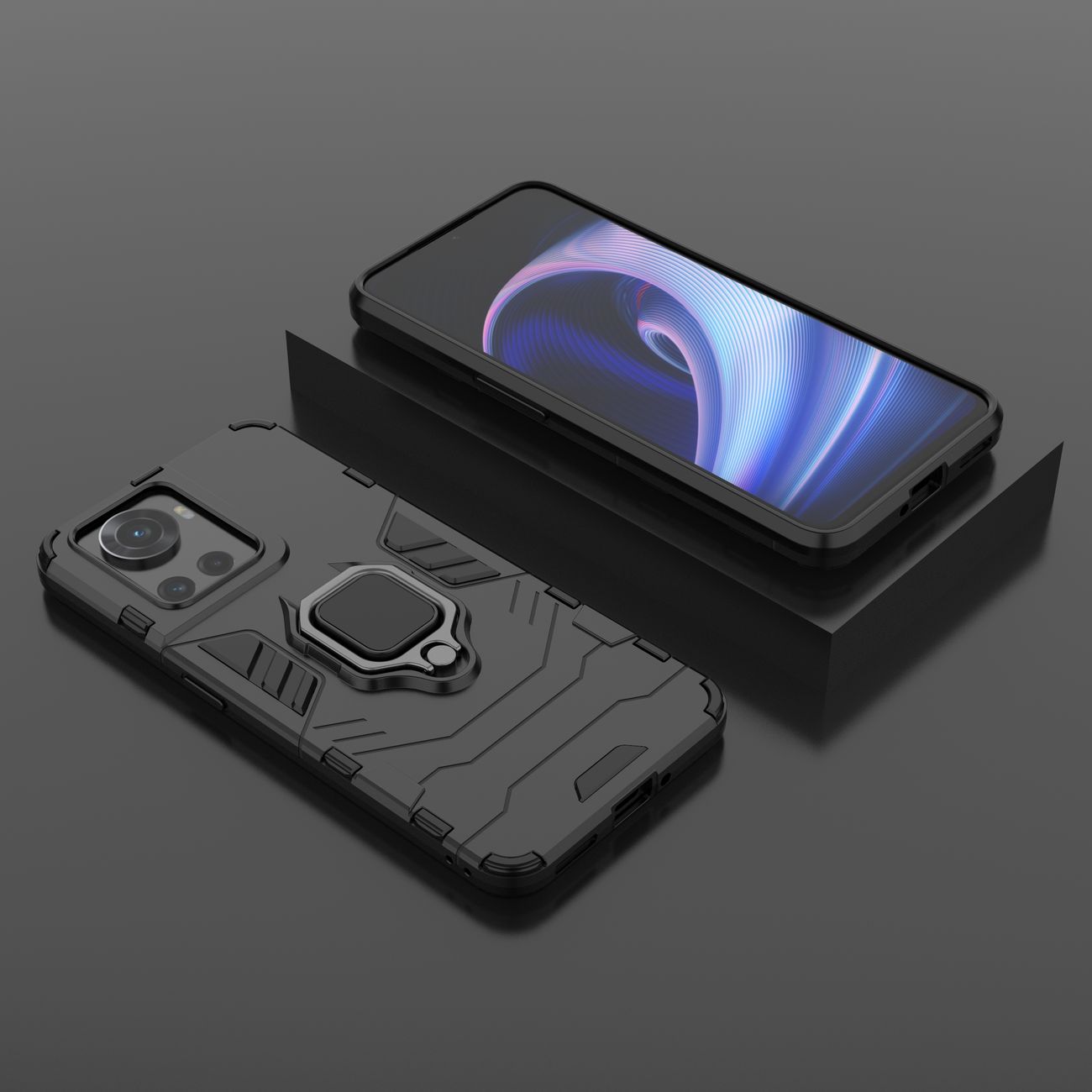 Capa Ring Armor resistente para OnePlus Ace - preto