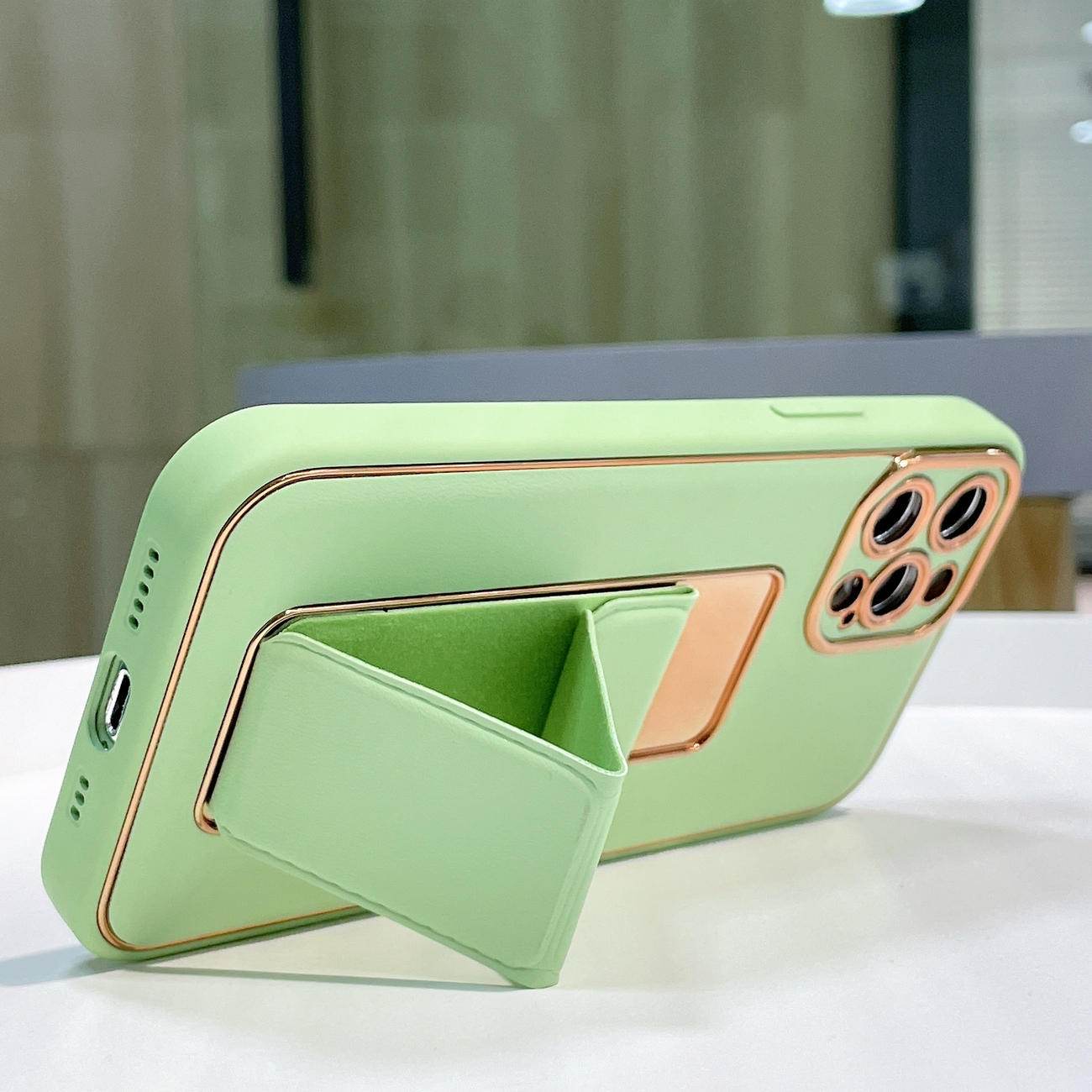 Capa de kickstand de luxo para Apple iPhone 12 Pro - vermelho