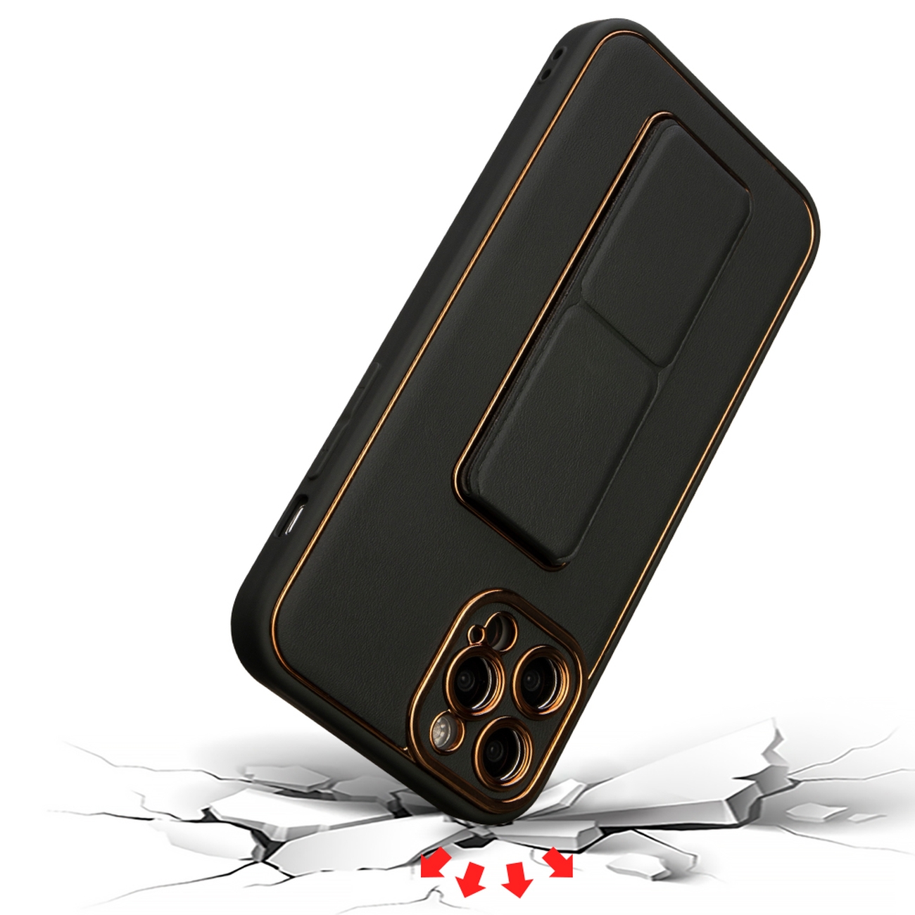 Capa de kickstand de luxo para Apple iPhone 12 Pro - vermelho