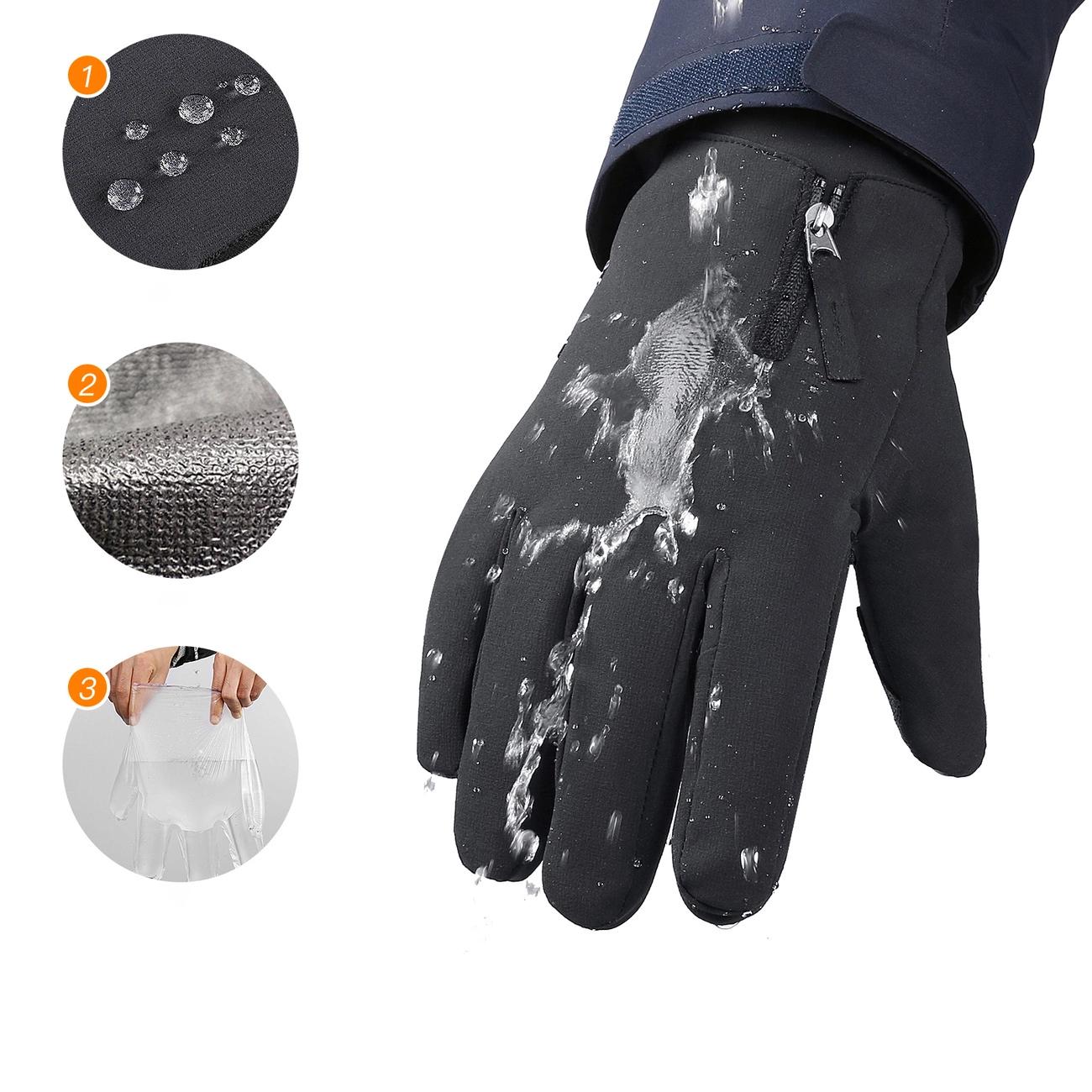 Luvas desportivas de inverno antiderrapantes para ecrãs táteis - Tamanho XL – Preto