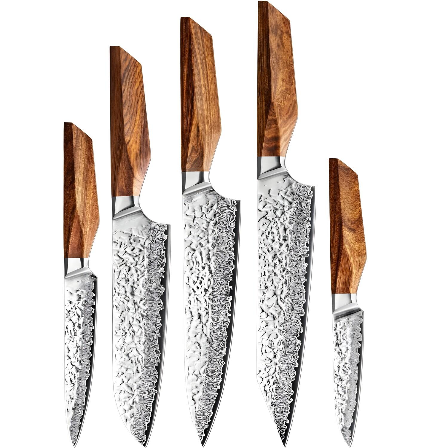 Conjunto de Facas de Cozinha em Damasco AW-39266 – Castanho