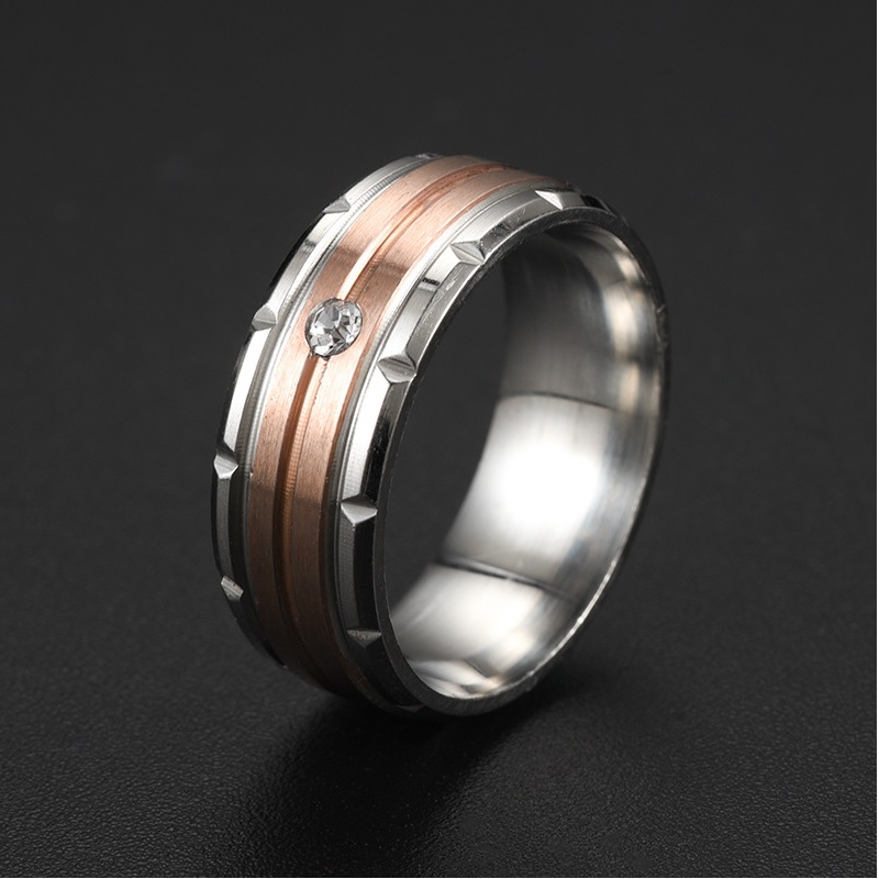Anel IN-17405 - Prata / Ouro Rosa / 55mm