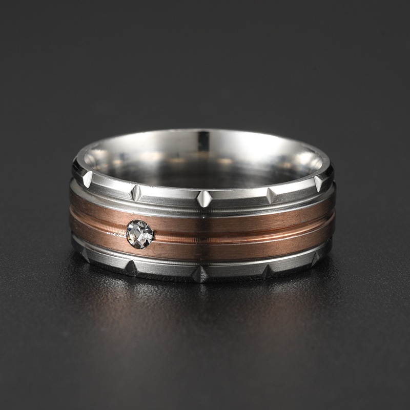 Anel IN-17405 - Prata / Ouro Rosa / 55mm