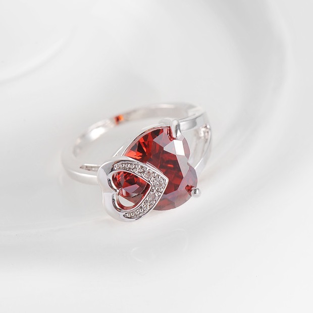 Anel Red Heart - Prata / 59mm