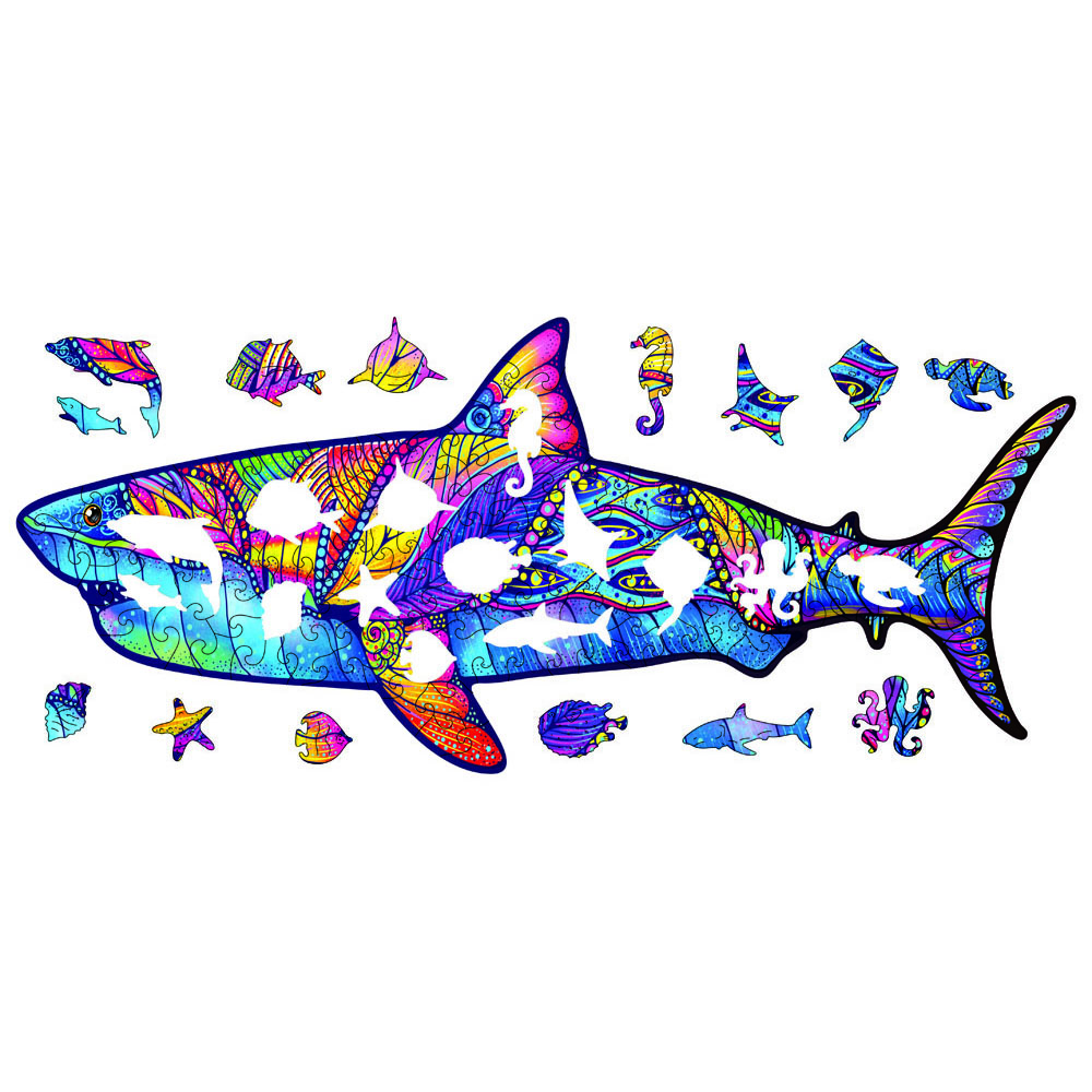 Quebra-cabeça de madeira - Shark / M