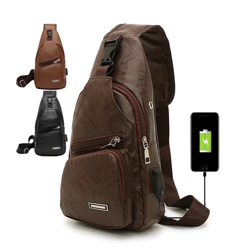 Bolsa de ombro com carregamento USB HU-25622 - Preta