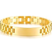 Pulseira masculina AX-38439 - Dourado / 21cm / 12mm