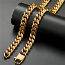 Colar masculino MA-38424 - Dourado / 61cm / 14mm