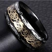 Anel OR-17130 - Preto / Dourado / 59mm