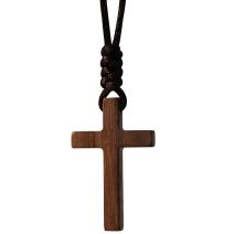 Colar Wood Cross - Castanho