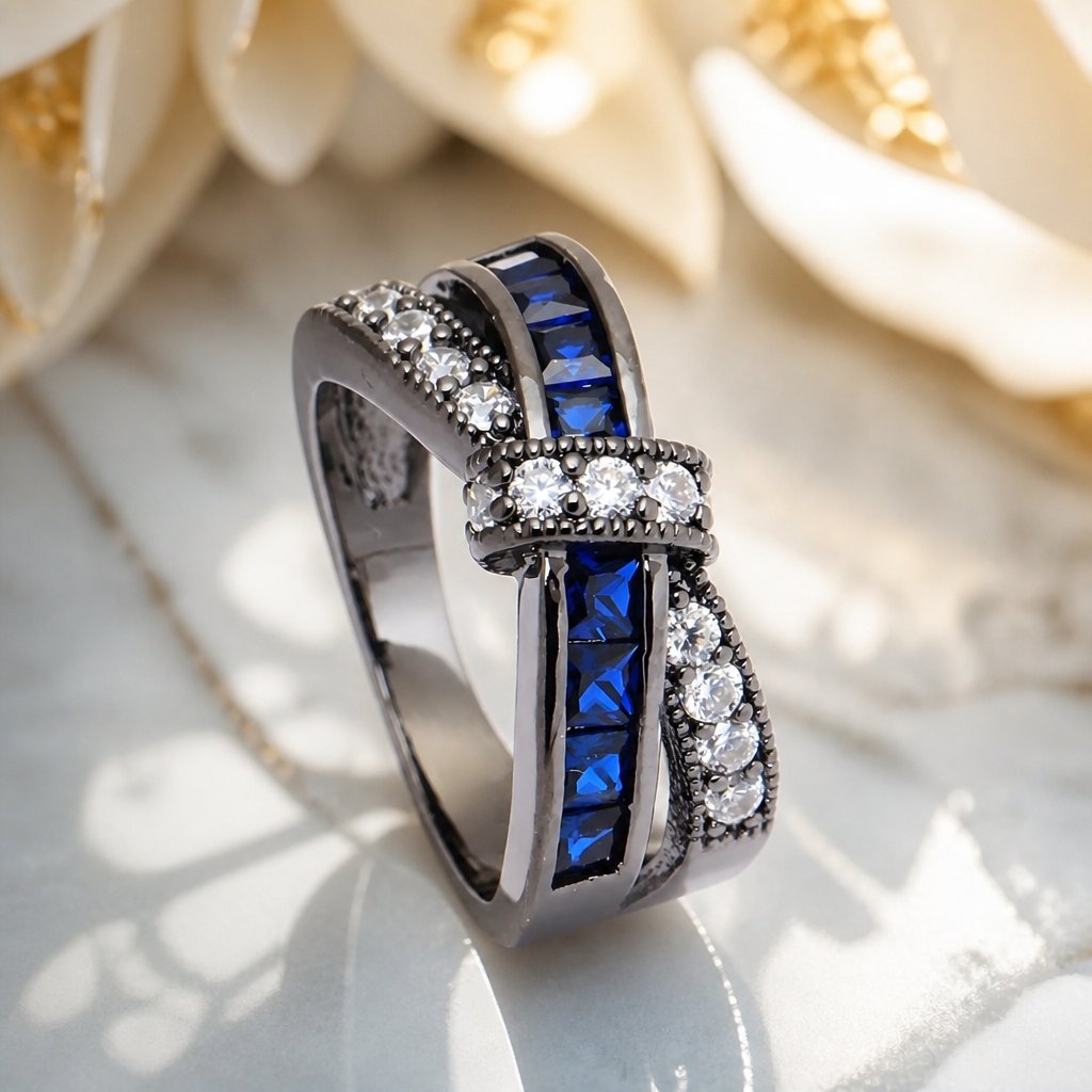 Anel DI-2309 - Preto / Azul / 62,1mm