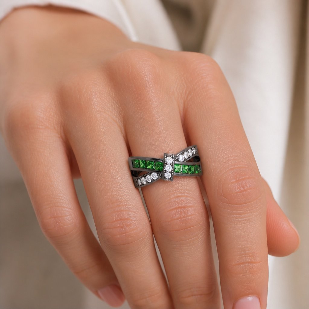 Anel DI-2323 - Preto / Verde / 56,9mm