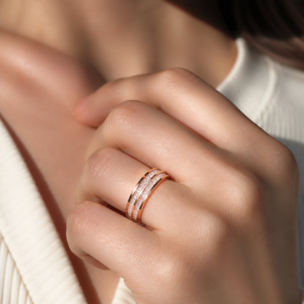 Anel DE-31815 - Dourado / Rosa / 57mm