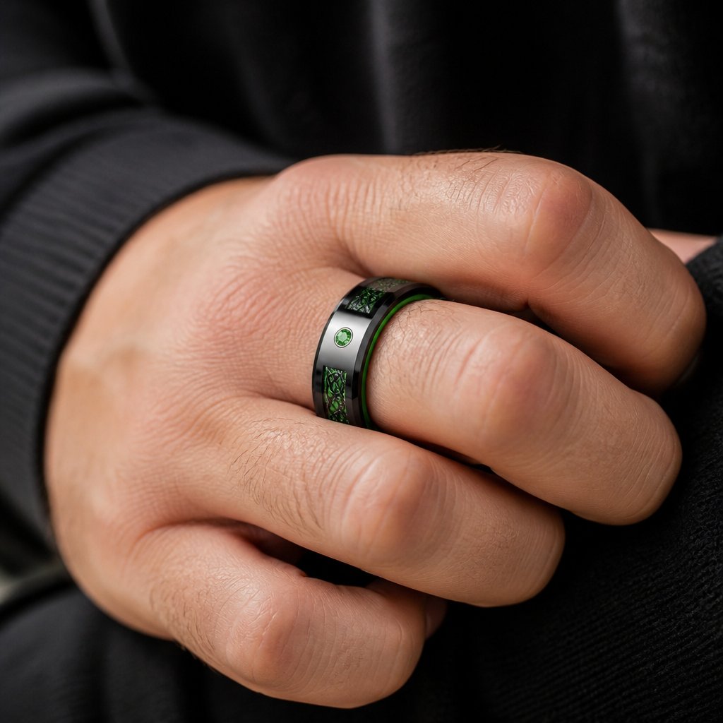Anel GA-31915 - Preto / Verde / 75mm