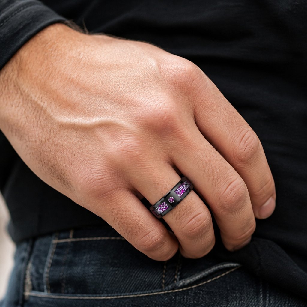 Anel GA-31918 - Preto / Roxo / 57mm