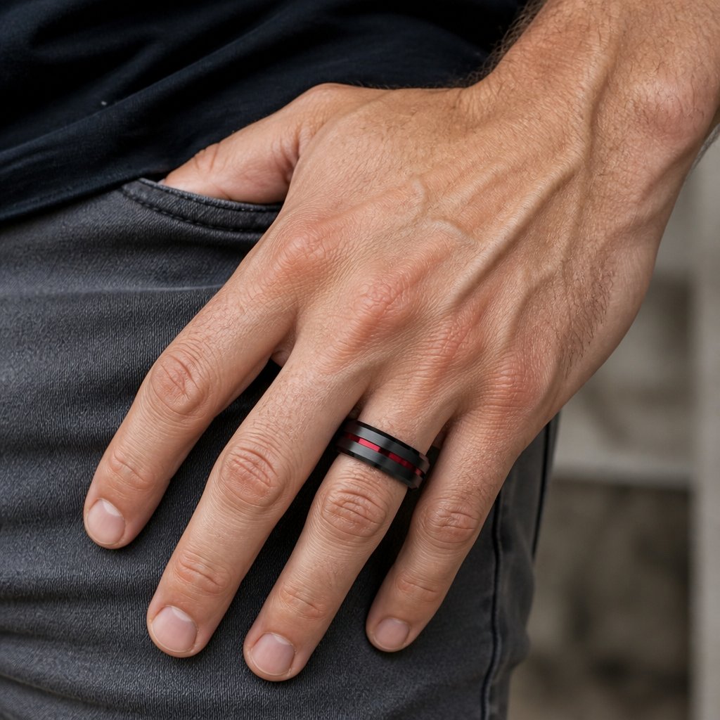 Anel AR-32085 - Preto / Vermelho / 55mm